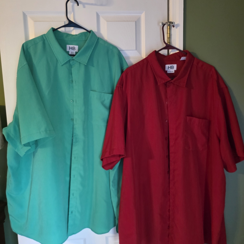 Harbor Bay Short-Sleeve Button-Down Shirt Trio Look — Teal & Red